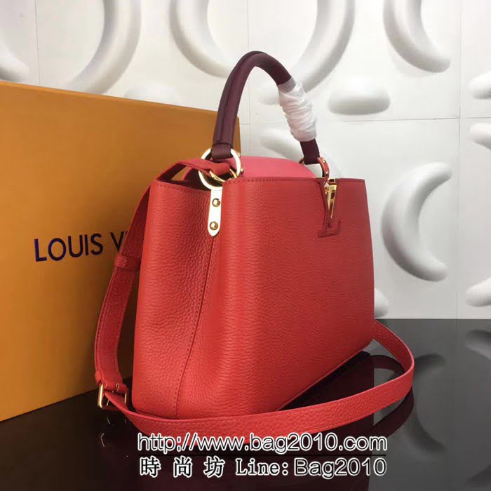 路易威登LV頂級原單 M48864辣椒紅配蜜桃粉 經典Capucines小號手袋 YDH1677